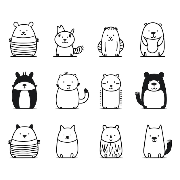Vetor conjunto de ícones de animais de desenho animado