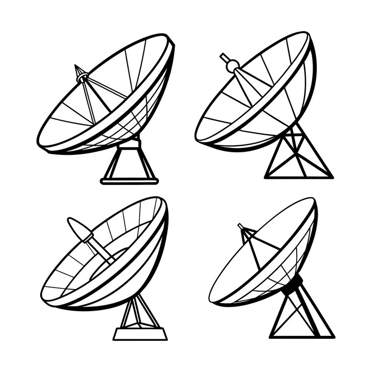 Vetor conjunto de ícones de antena de prato