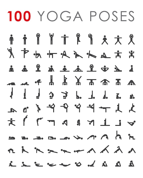 Conjunto de ícones de asanas de poses de ioga