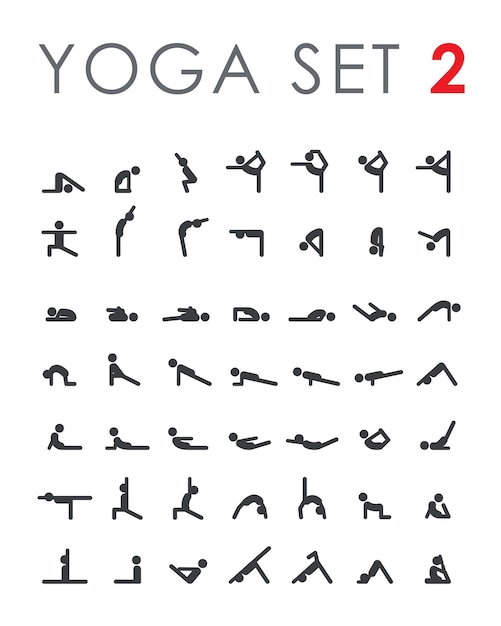 Conjunto de ícones de asanas de poses de ioga