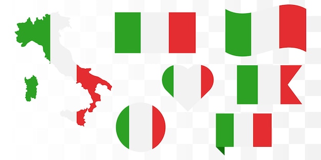 Conjunto de ícones de bandeira de itália símbolo de bandeiras de itália eps 10