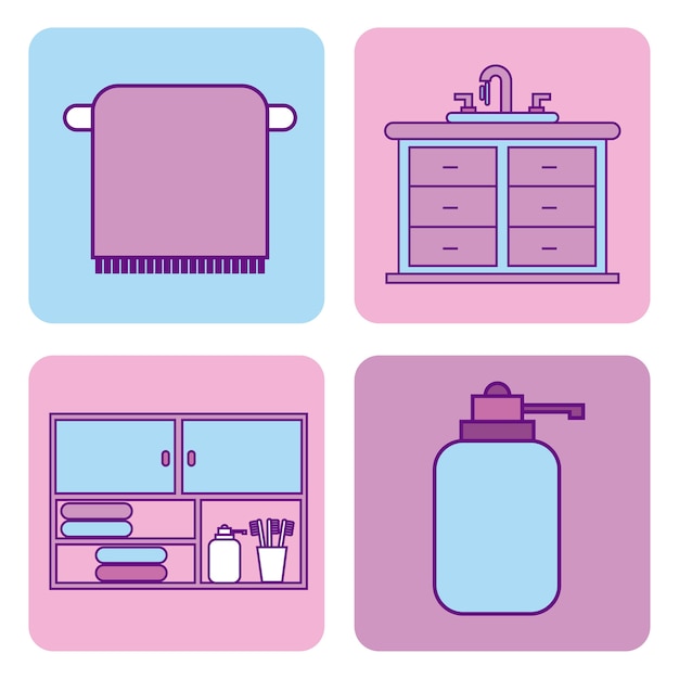 Conjunto de ícones de banheiro conjunto de ícones
