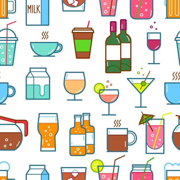 Conjunto de ícones de bebida e bebidas. Ilustração vetorial
