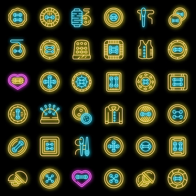 Vetor conjunto de ícones de botões de pano vector neon