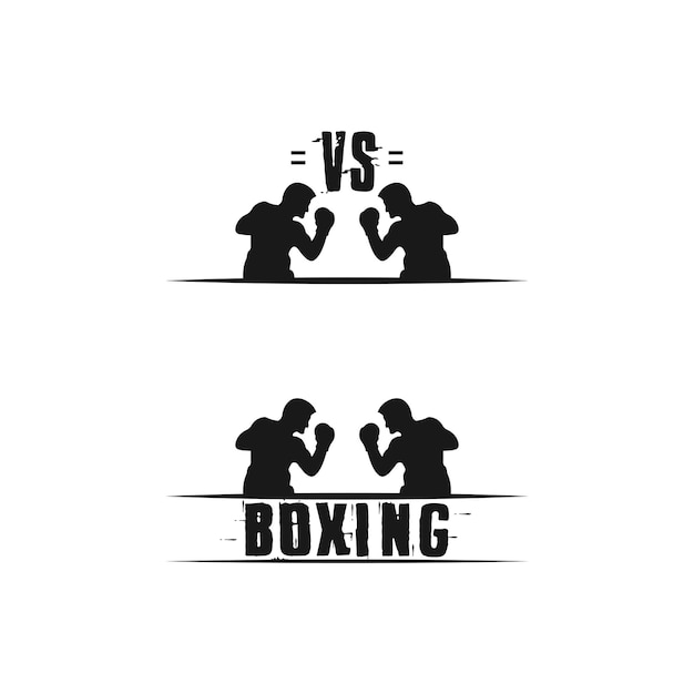 Conjunto de ícones de boxe e símbolo de ilustração de boxer do lutador