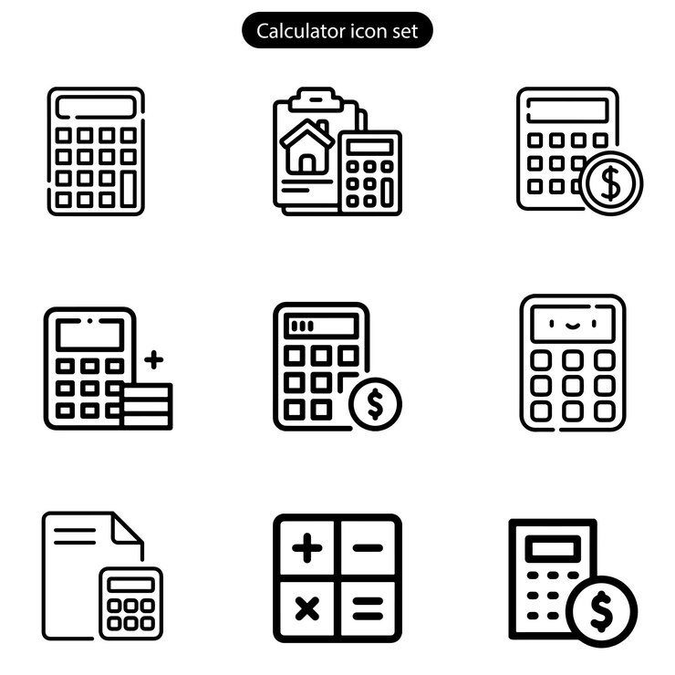 Vetor conjunto de ícones de calculadora contabilidade calculadora ícones calculadora vetor web e logotipo de aplicativo