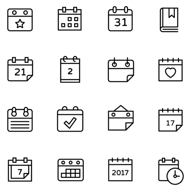 Vetor conjunto de ícones de calendário de mesa