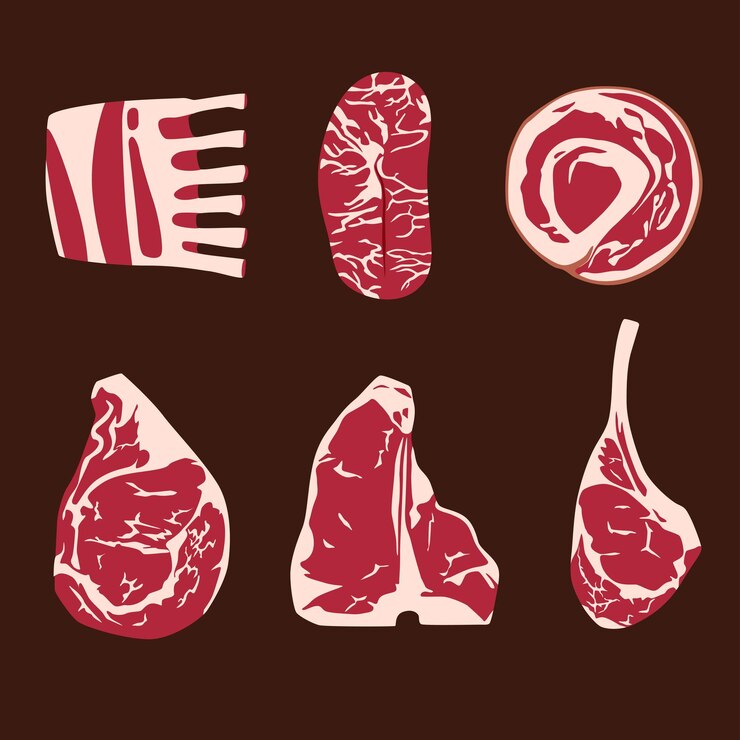 Vetor conjunto de ícones de carne qualquer conjunto de ícones de carne frescavector eps 10perfeito para papel de parede ou elementos de design