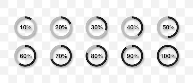 Conjunto de ícones de carregamento de progresso ilustração isolada em vetor baixar coleção de símbolos