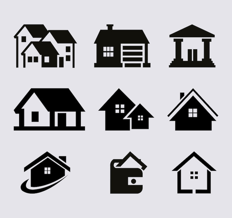 Vetor conjunto de ícones de casas vetoriais