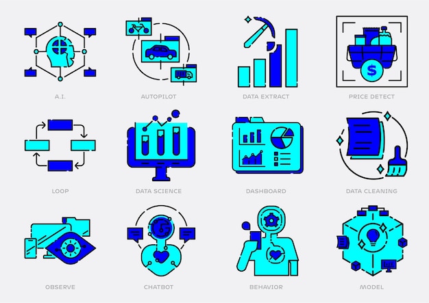 Conjunto de ícones de ciência de dados