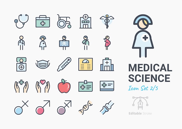 Conjunto de ícones de ciência médica