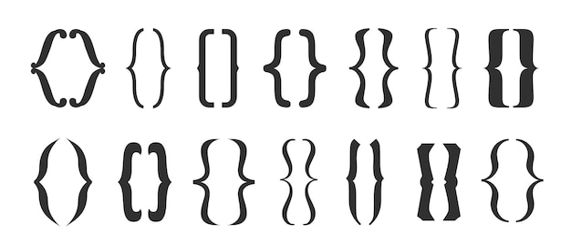 Conjunto de ícones de colchetes ilustração em vetor de tipografia de ícones de colchetes
