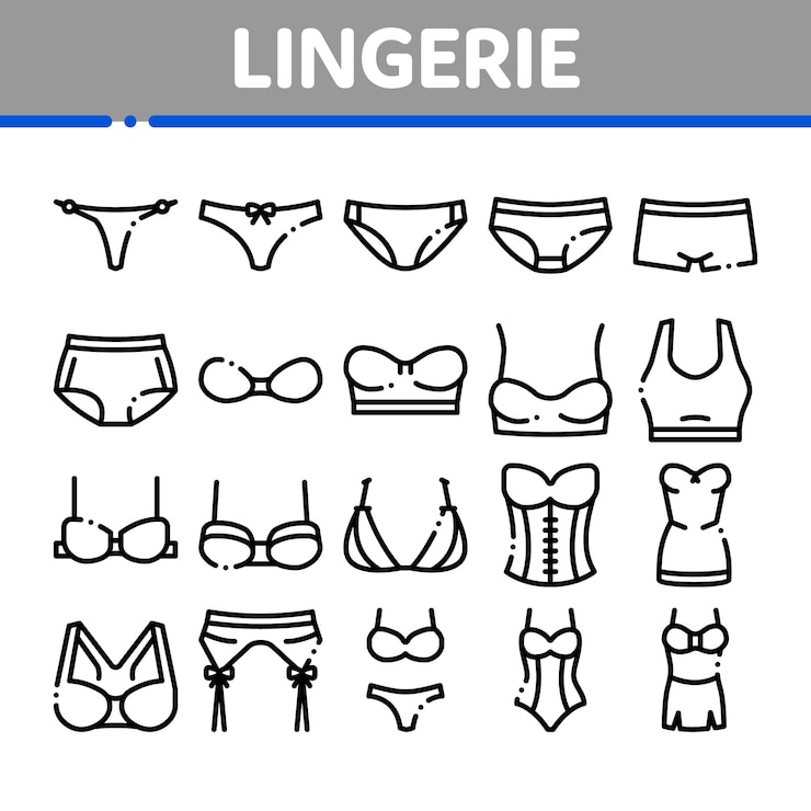 Vetor conjunto de ícones de coleção de calcinha de sutiãs de lingerie
