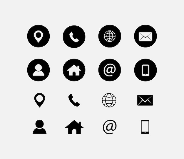 Conjunto de ícones de contato planos