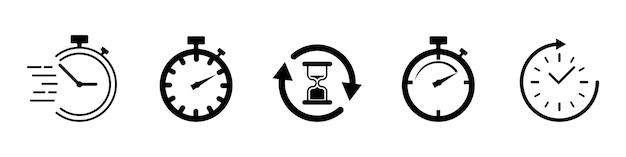 Conjunto de ícones de cronômetro ícone de cronômetro ícone de cronômetro ícone de linha de vetor de tempo de contador para negócios e publicidade