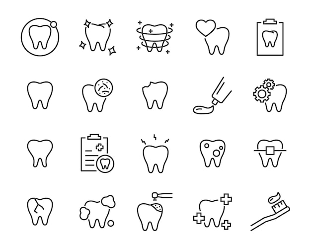Vetor conjunto de ícones de dentes