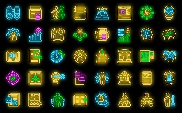 Conjunto de ícones de desenvolvimento de habilidades vector neon