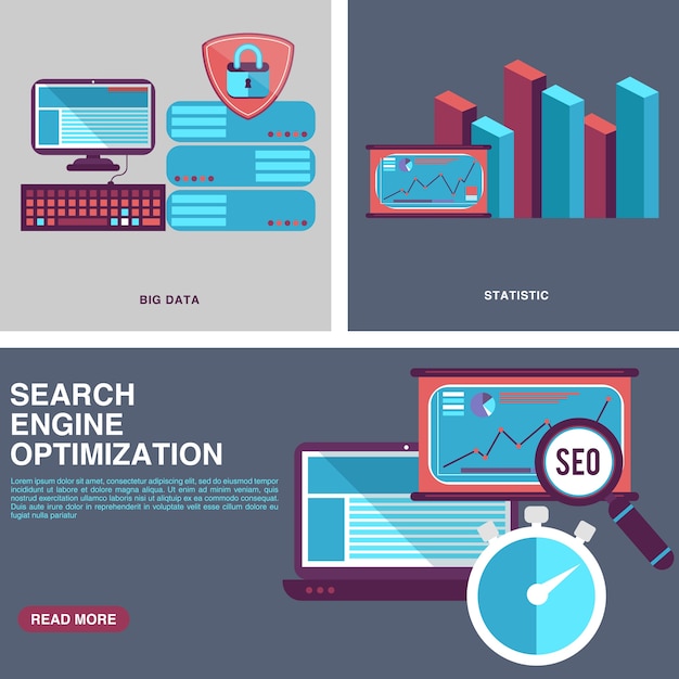 Conjunto de ícones de desenvolvimento de seo