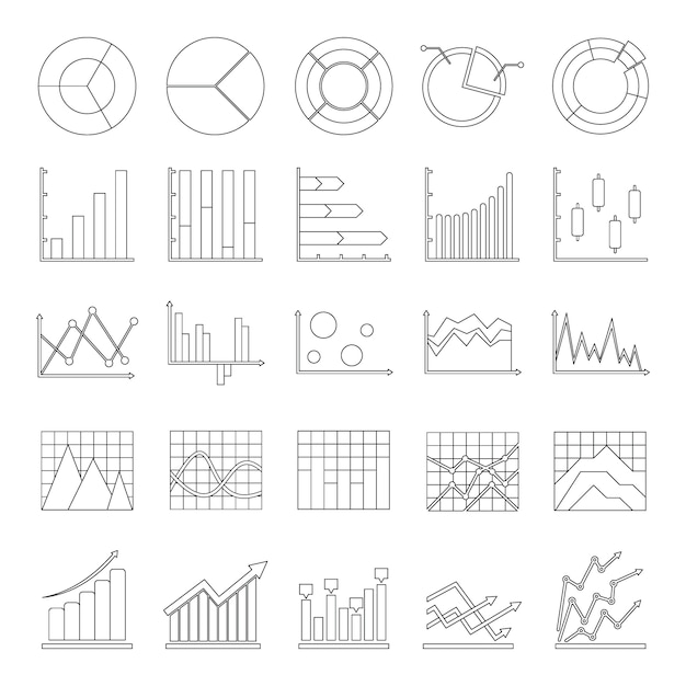 Vetor conjunto de ícones de diagrama de gráfico