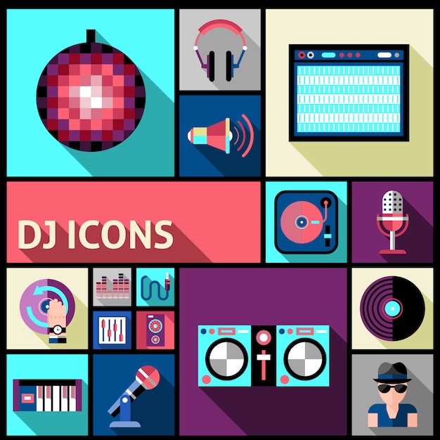 Conjunto de ícones de dj