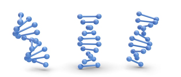 Conjunto de ícones de dna azuis realistas com sombra isolada em ilustração vetorial de fundo branco