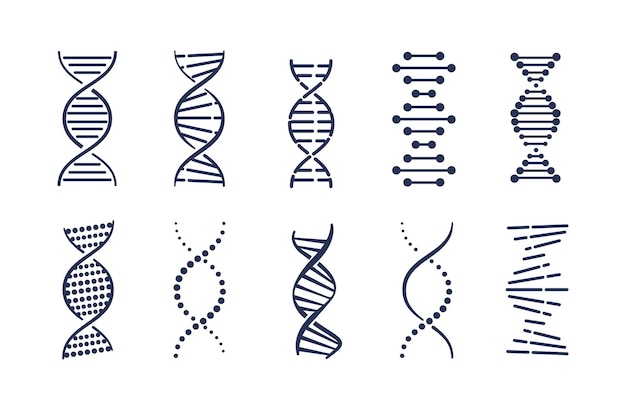 Vetor conjunto de ícones de dna