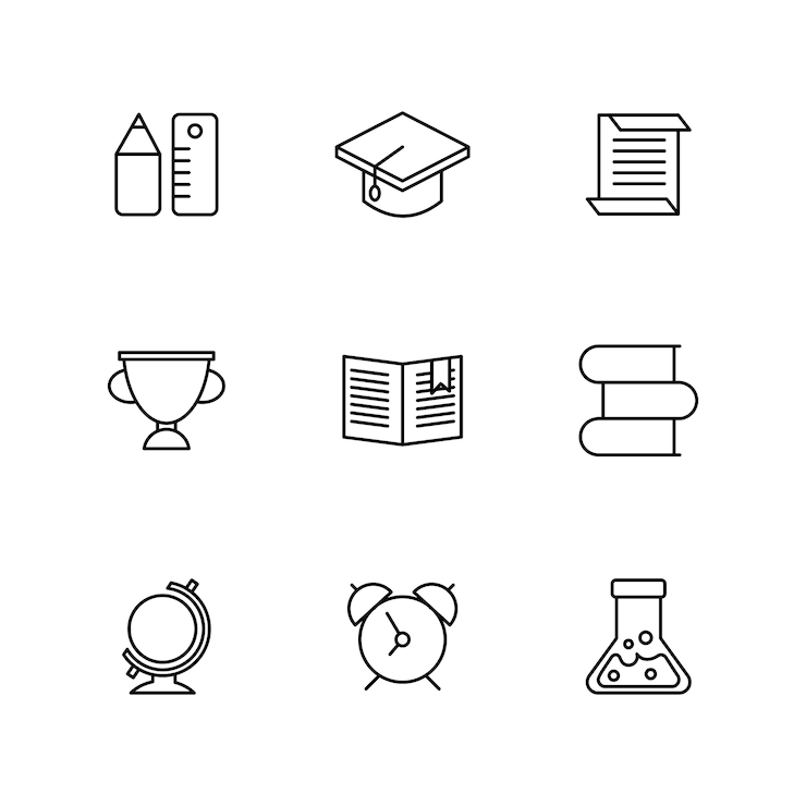 Conjunto de ícones de educação e escola