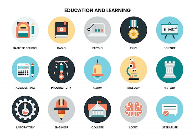 Conjunto de ícones de educação para negócios