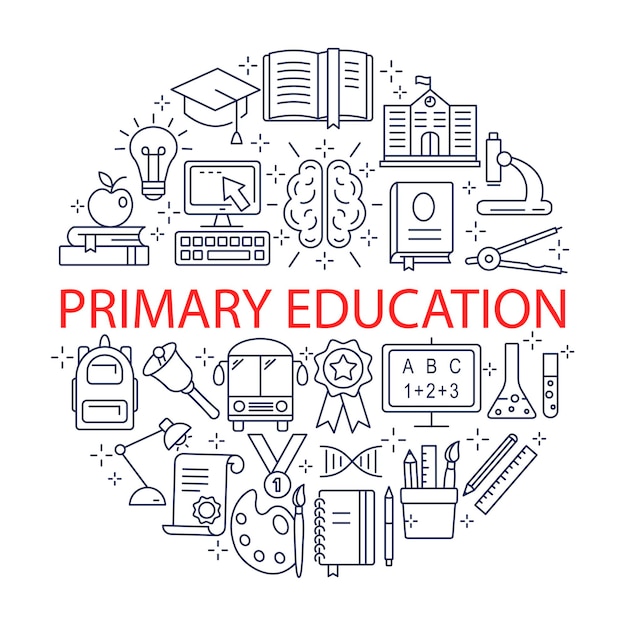 Conjunto de ícones de educação primária