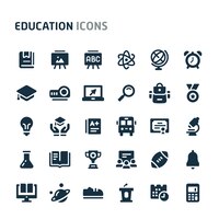 Vetor conjunto de ícones de educação. série de ícone preto fillio.