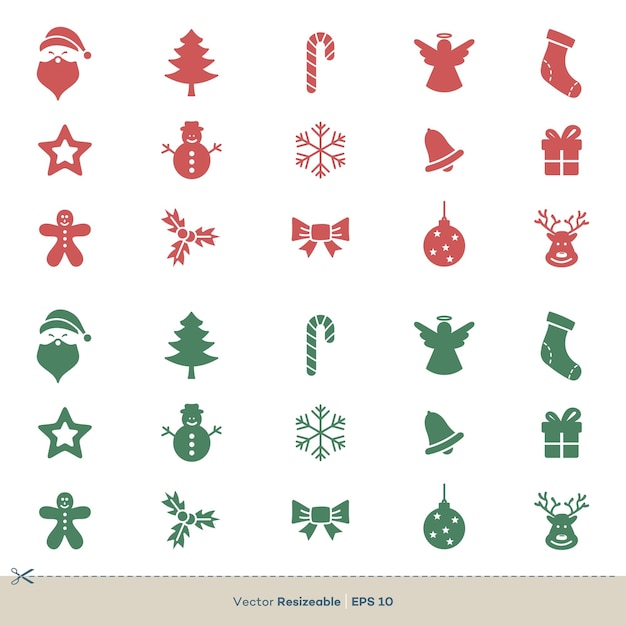 Vetor conjunto de ícones de elemento de natal vector logo template ilustração design vector eps 10