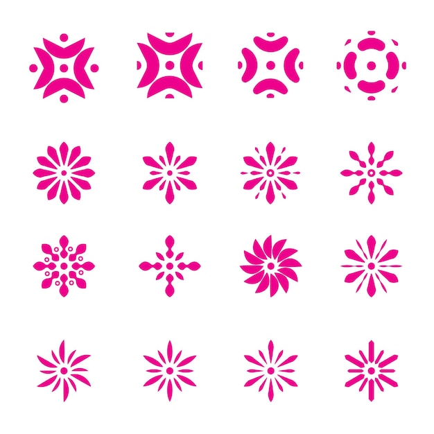 Conjunto de ícones de elementos de flores