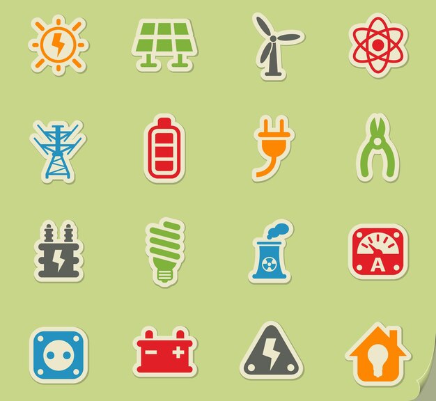 Vetor conjunto de ícones de eletricidade