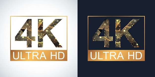 Conjunto de ícones de emblema dourado k ícone de vetor de emblema ultra hd k símbolo de tv k