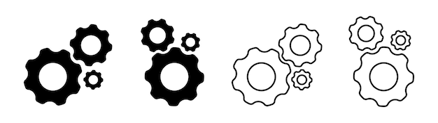 Conjunto de ícones de engrenagem Definindo a ilustração vetorial de símbolo