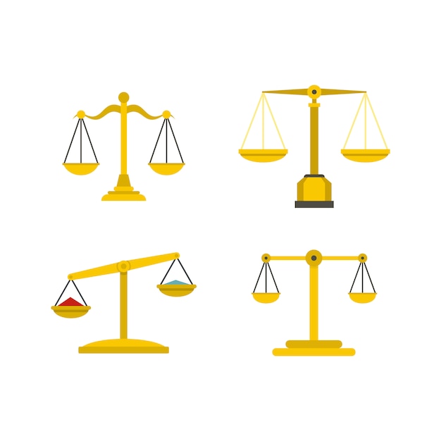 Conjunto de ícones de equilíbrio. plano conjunto de coleta de ícones de vetor de equilíbrio isolado