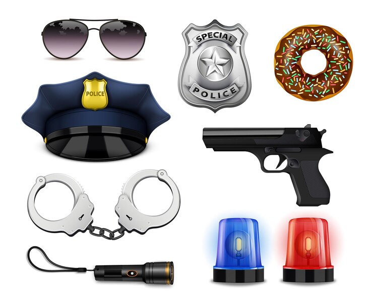 Vetor conjunto de ícones de equipamento policial