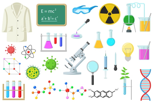 Conjunto de ícones de equipamentos de laboratório