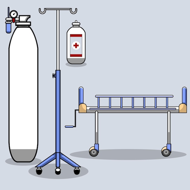 Vetor conjunto de ícones de equipamentos hospitalares para a sala do paciente ilustração vetorial.