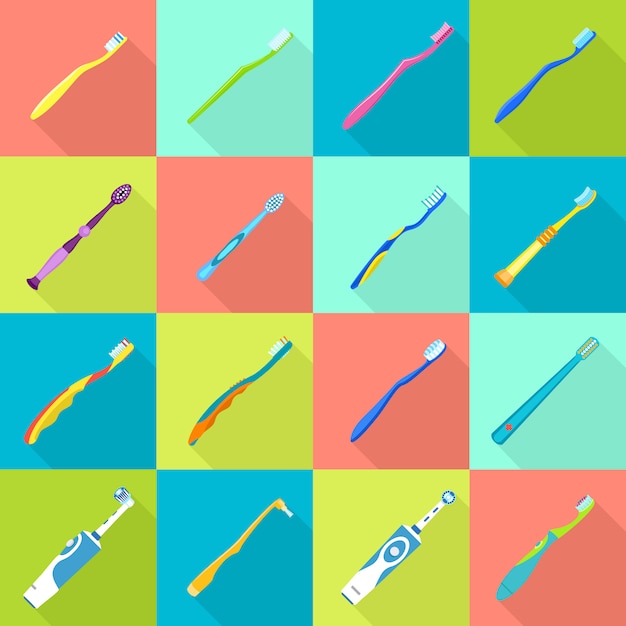 Conjunto de ícones de escova de dentes