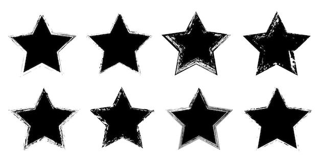 Conjunto de ícones de estrelas do grunge