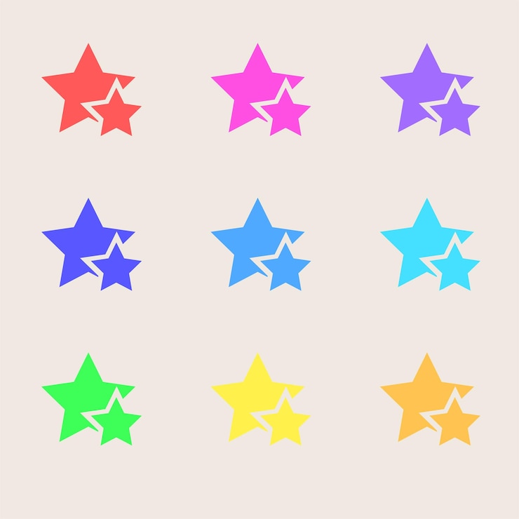 Vetor conjunto de ícones de estrelas estilo de design plano isolado em fundo transparente