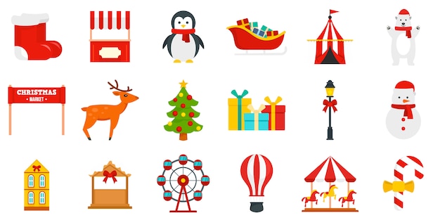 Conjunto de ícones de feira de natal