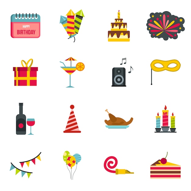 Conjunto de ícones de feliz aniversário