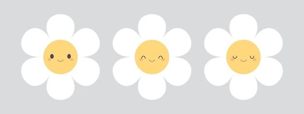Conjunto de ícones de flores brancas bonitas Ilustração de design plano