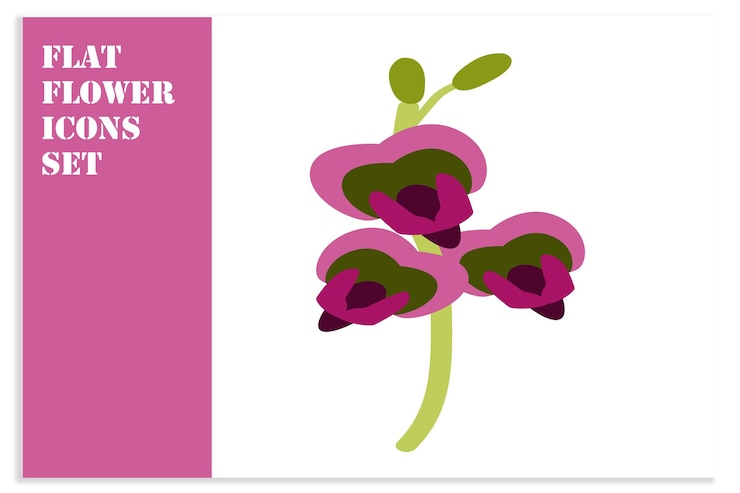 Vetor conjunto de ícones de flores planas