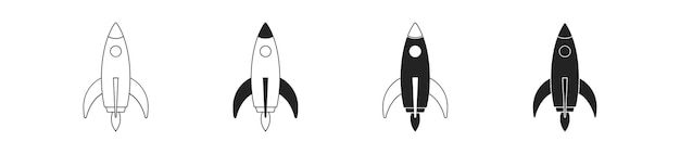 Conjunto de ícones de foguete ilustração de inicialização de lançamento de nave espacial para símbolo de logotipo de design de negócios