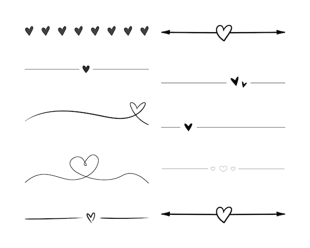 Vetor conjunto de ícones de forma de coração conjunto de vetores de forma de coração amantes no dia dos namorados
