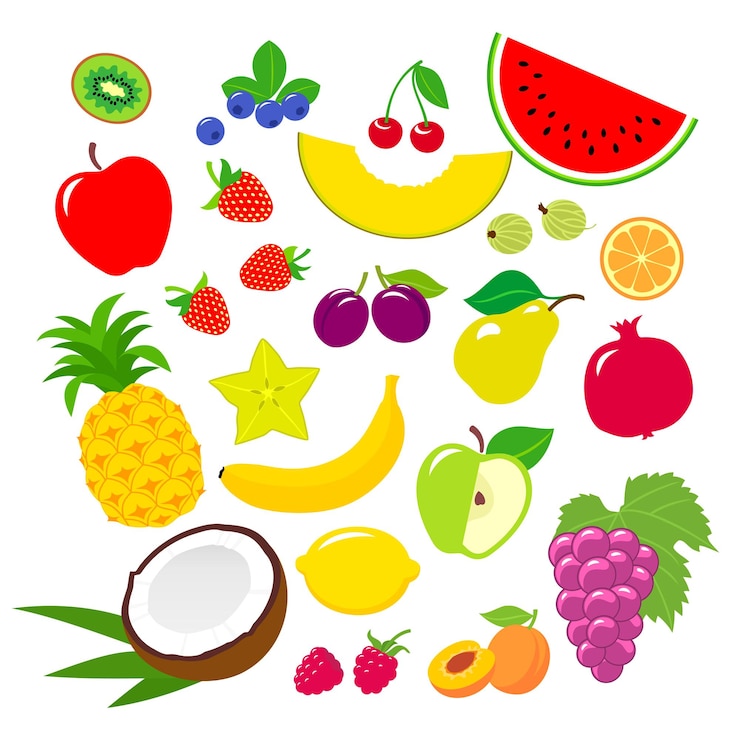 Vetor conjunto de ícones de frutas